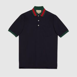 Gucci Cotton Piquet Polo with Web Collar